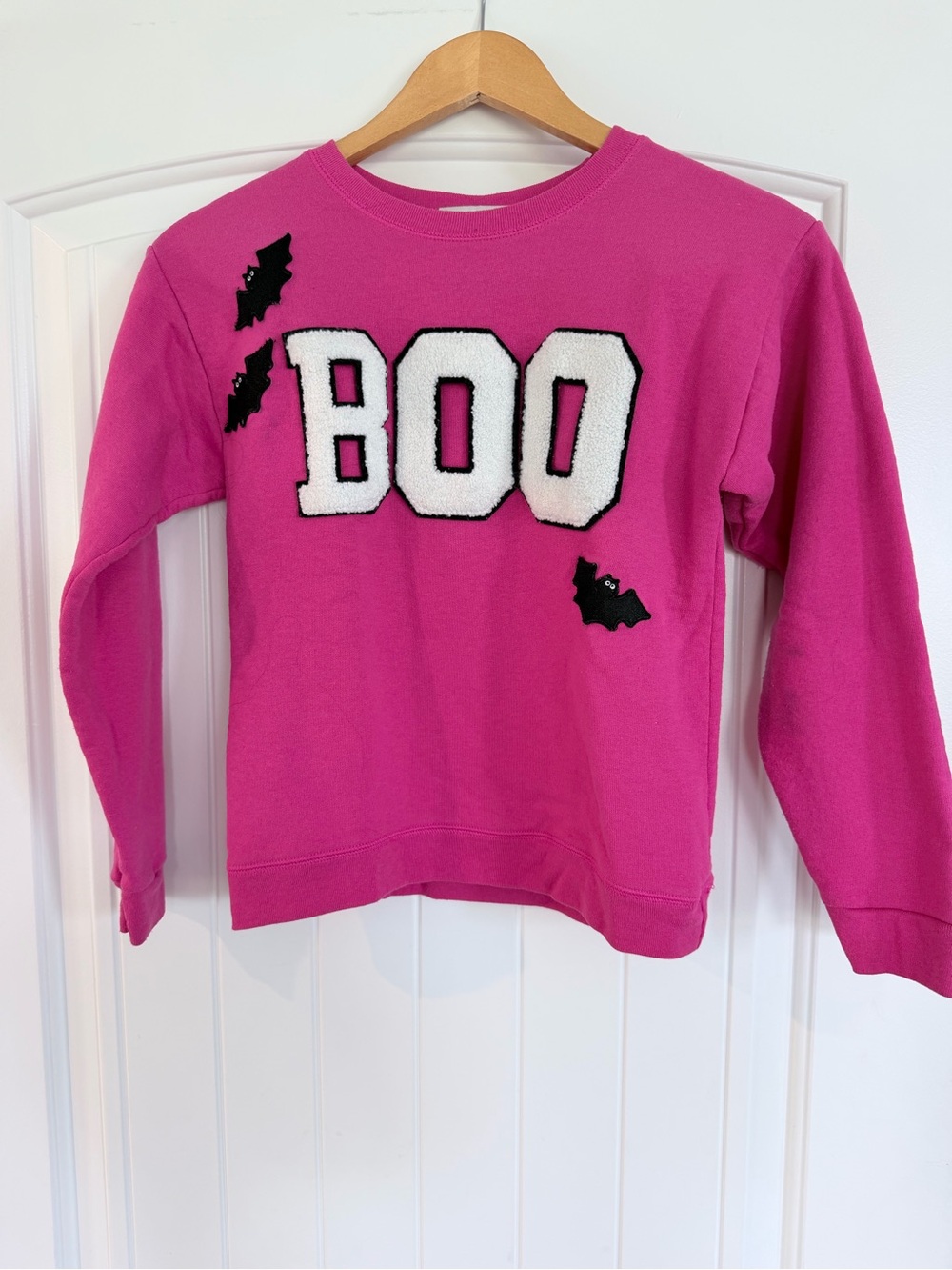 Judith March Mini Kids Pink BOO Halloween Sweatshirt Youth L 14-16